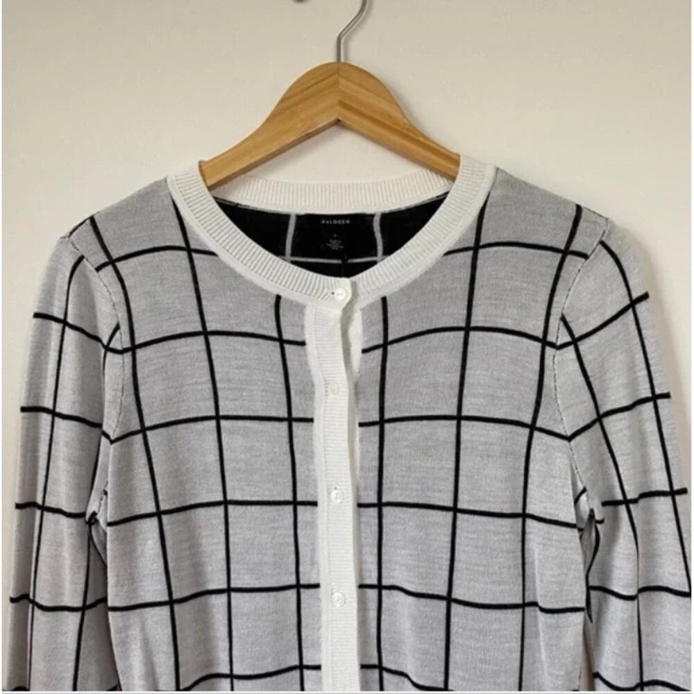 Nwt Halogen Windowpane Button Front Cardigan Small - image 3